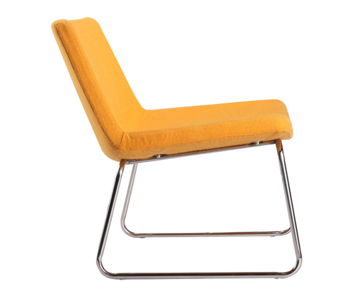 Yellow Cashmere Comfortable Modern Restaurant Chairs With Stainless Steel Legs