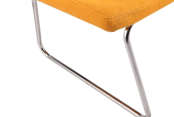Yellow Cashmere Comfortable Modern Restaurant Chairs With Stainless Steel Legs