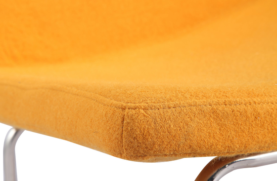 Yellow Cashmere Comfortable Modern Restaurant Chairs With Stainless Steel Legs