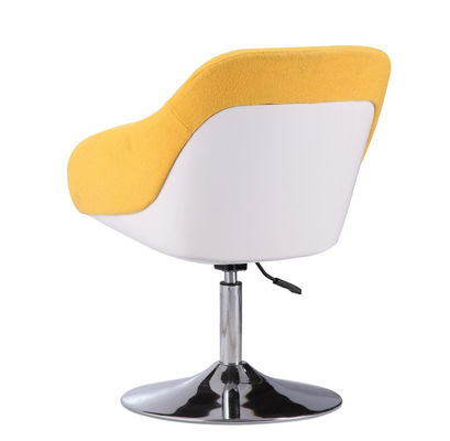 Yellow And White Fabric Swivel Tub Chair With Metal Chrome Base For Home